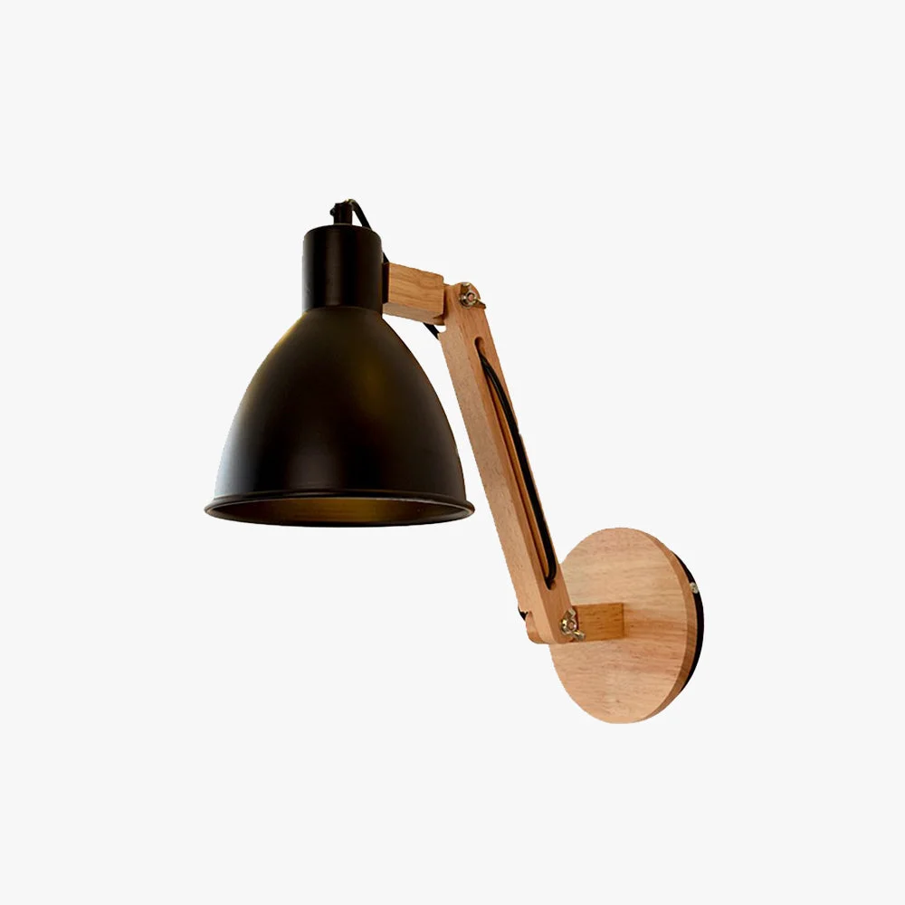High-Grade Brady Wall Lamp Dome Modern Adjustable Metal Wood Black White Bedroom Excellent