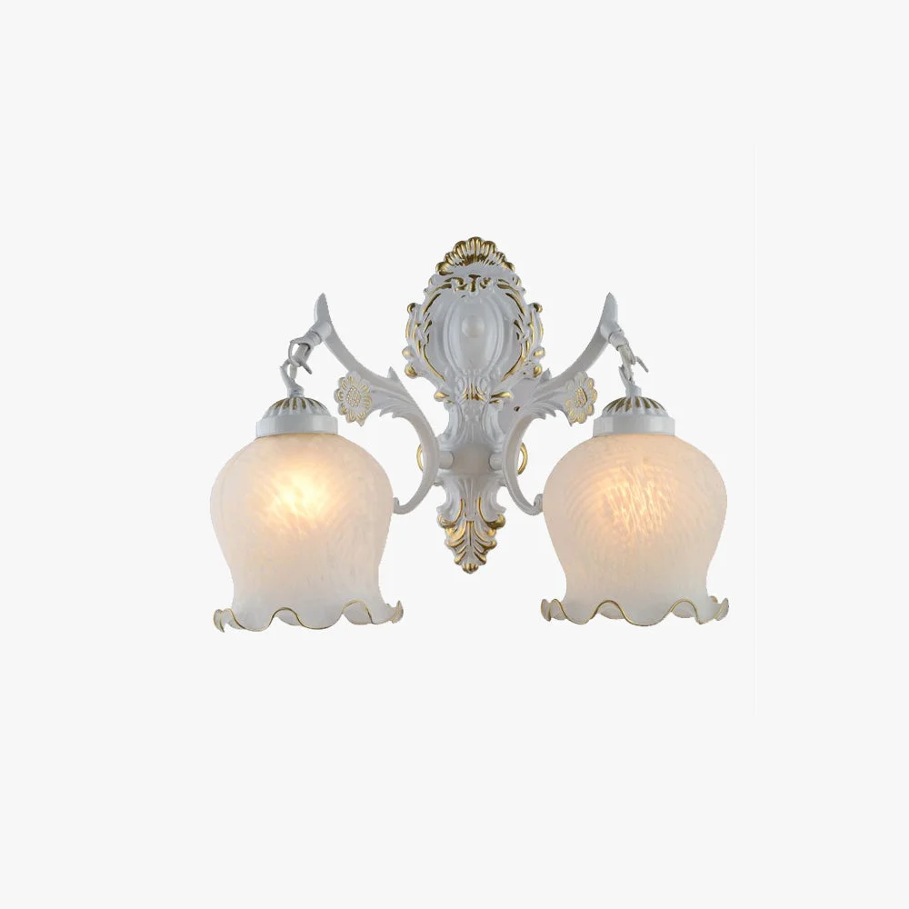 Premium Félicie Vintage Flower shape Metal Glass Modern Wall Lamp White Bronze Certified