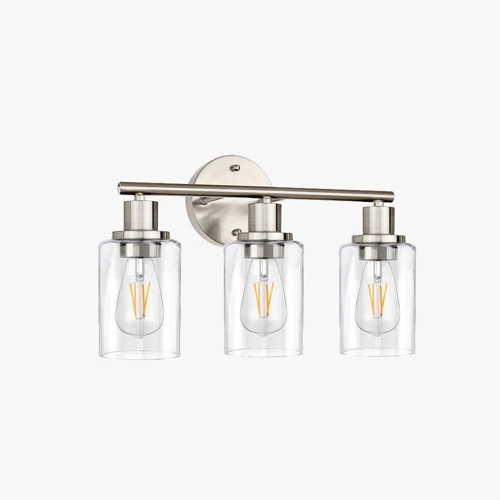 High-End Alessio Modern Cylindrical Metal Glass Wall Lamp In Living Room Nickel Convenient