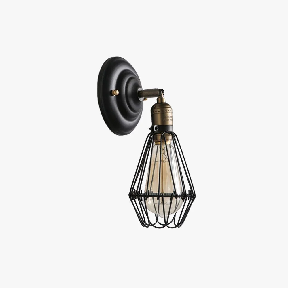 Reliable Alessio Industrial Lantern Shaped Metal Wall Lamp Black Rust Carefully Designed