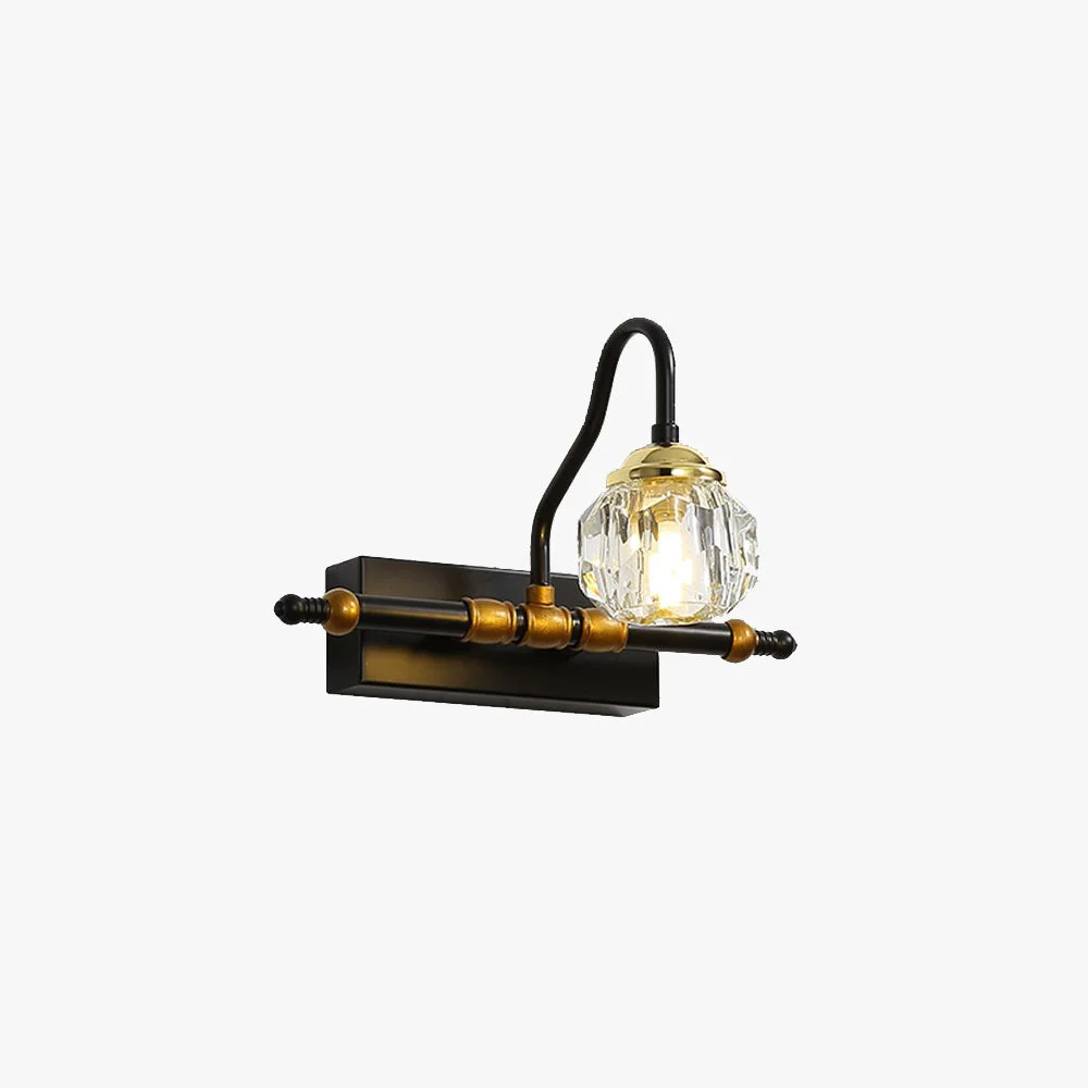 Genuine Kristy Vintage Crystal Globe Vanity Wall Lamp Black Bathroom Professional