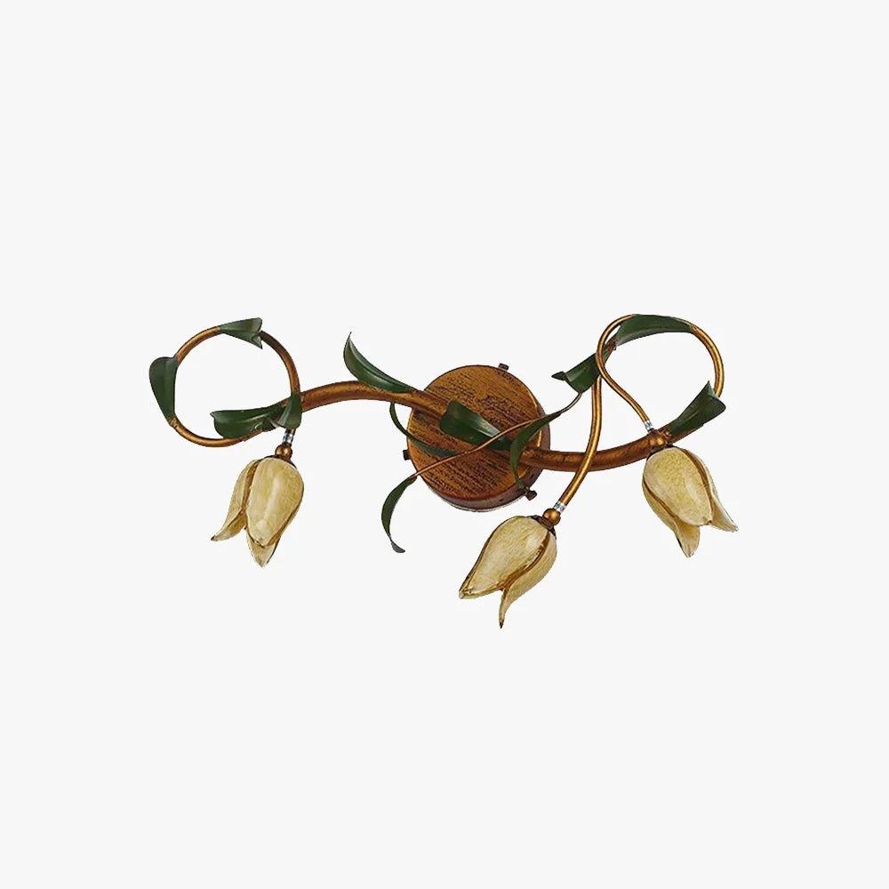 Luxury Félicie Vintage Flower Metal Glass Wall Lamp Copper Selected