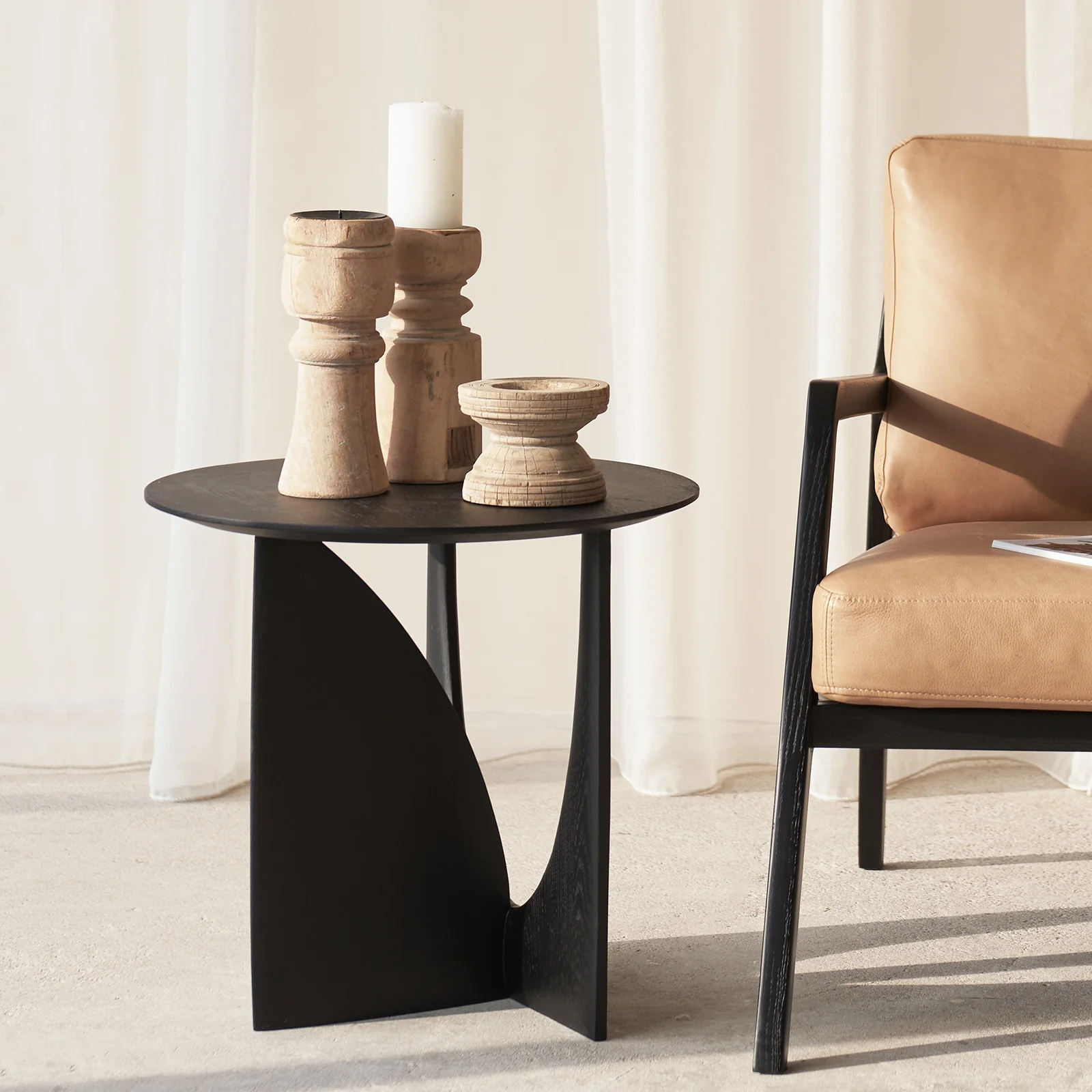Organic Geometric Side Table Oak - Black Proven