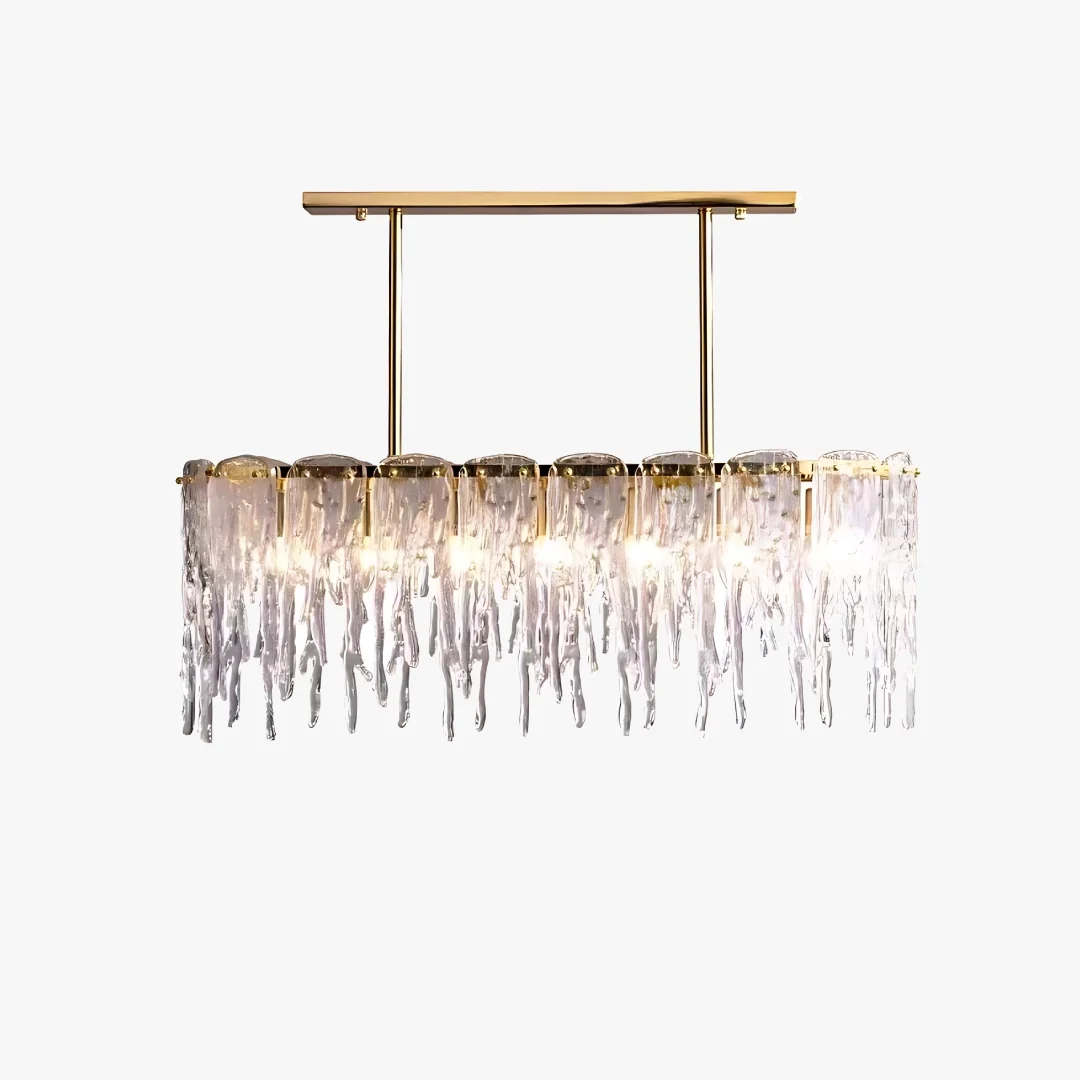Environmentally Friendly Rectangular Icicle Glass Chandelier Healthy