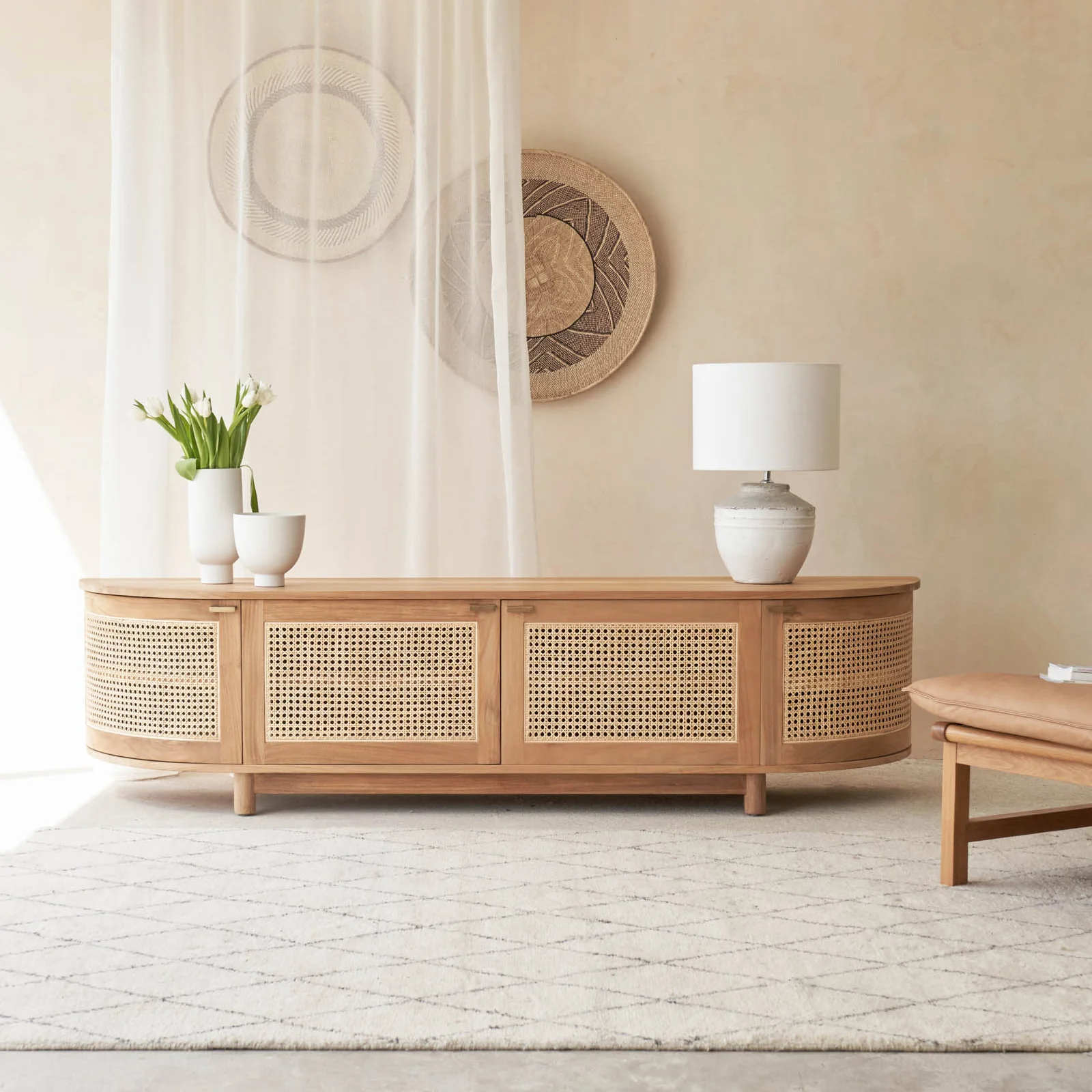 Powerful Luna TV Console Teak - Natural 210cm Organic