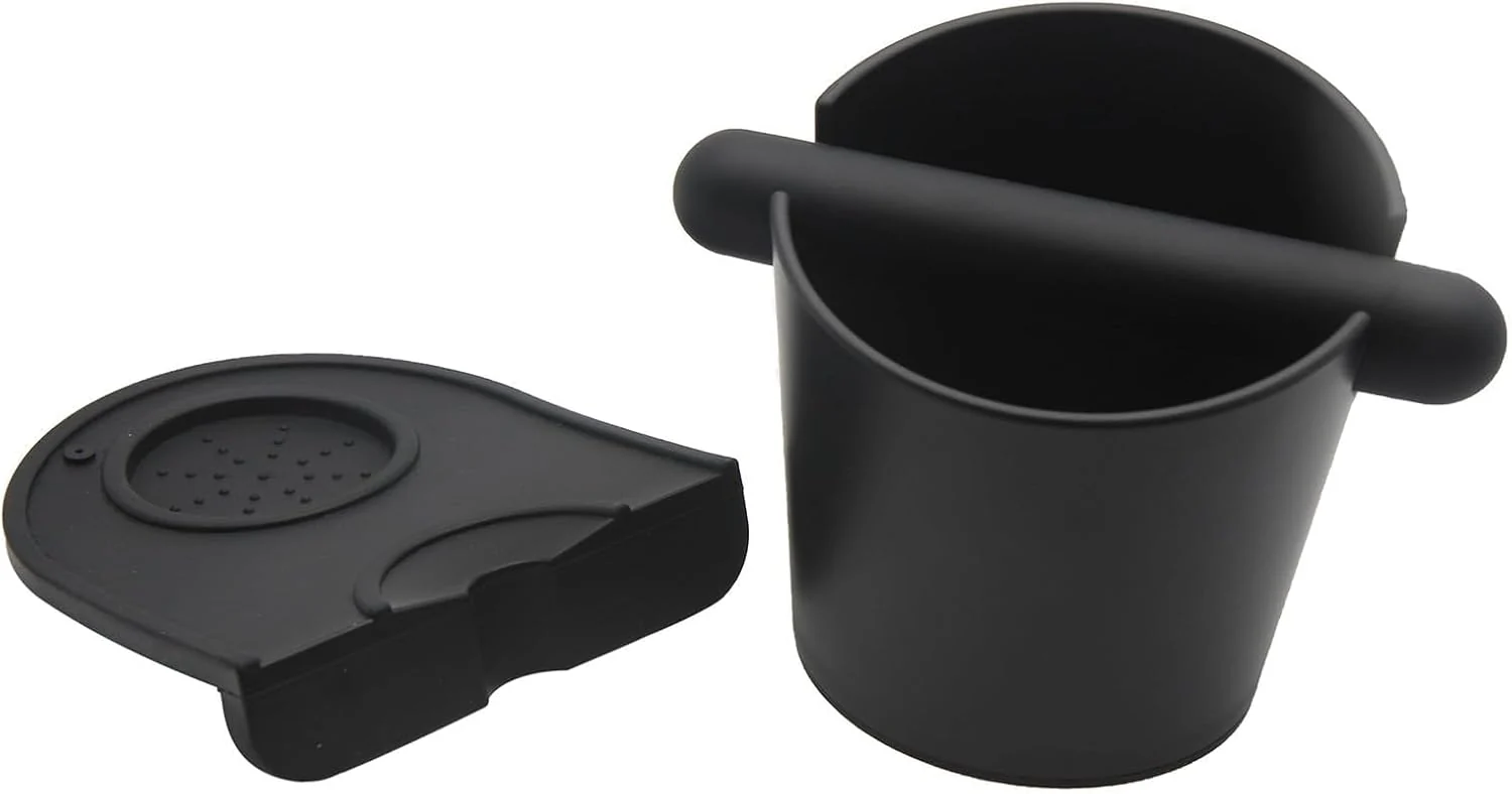 Optimized 5inch Knock Box Espresso Knock Box Silicone coffee Tamper Mat Espresso Machine Accessories Set of 2 with Removable Knock Bar and Anti-Slip Base for High-Quality