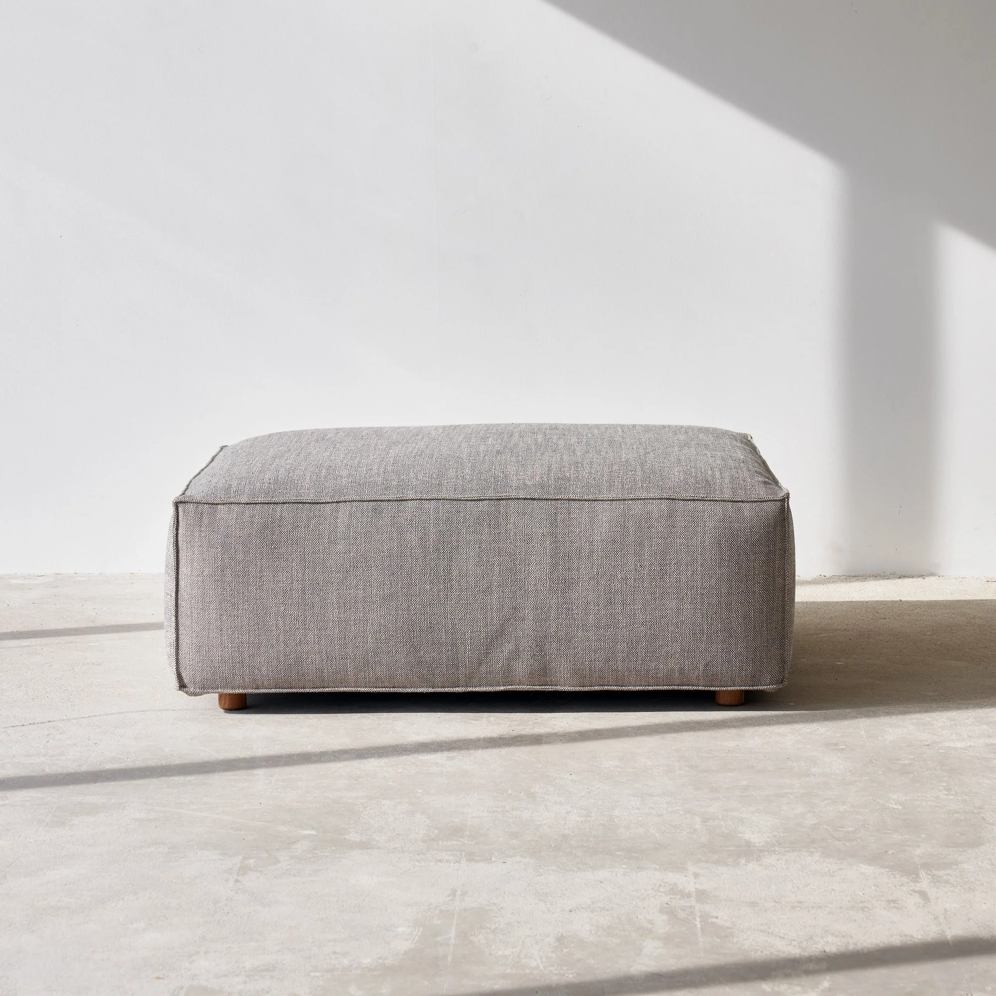 Soft Baker Fabric Ottoman Storm Fine Crafted