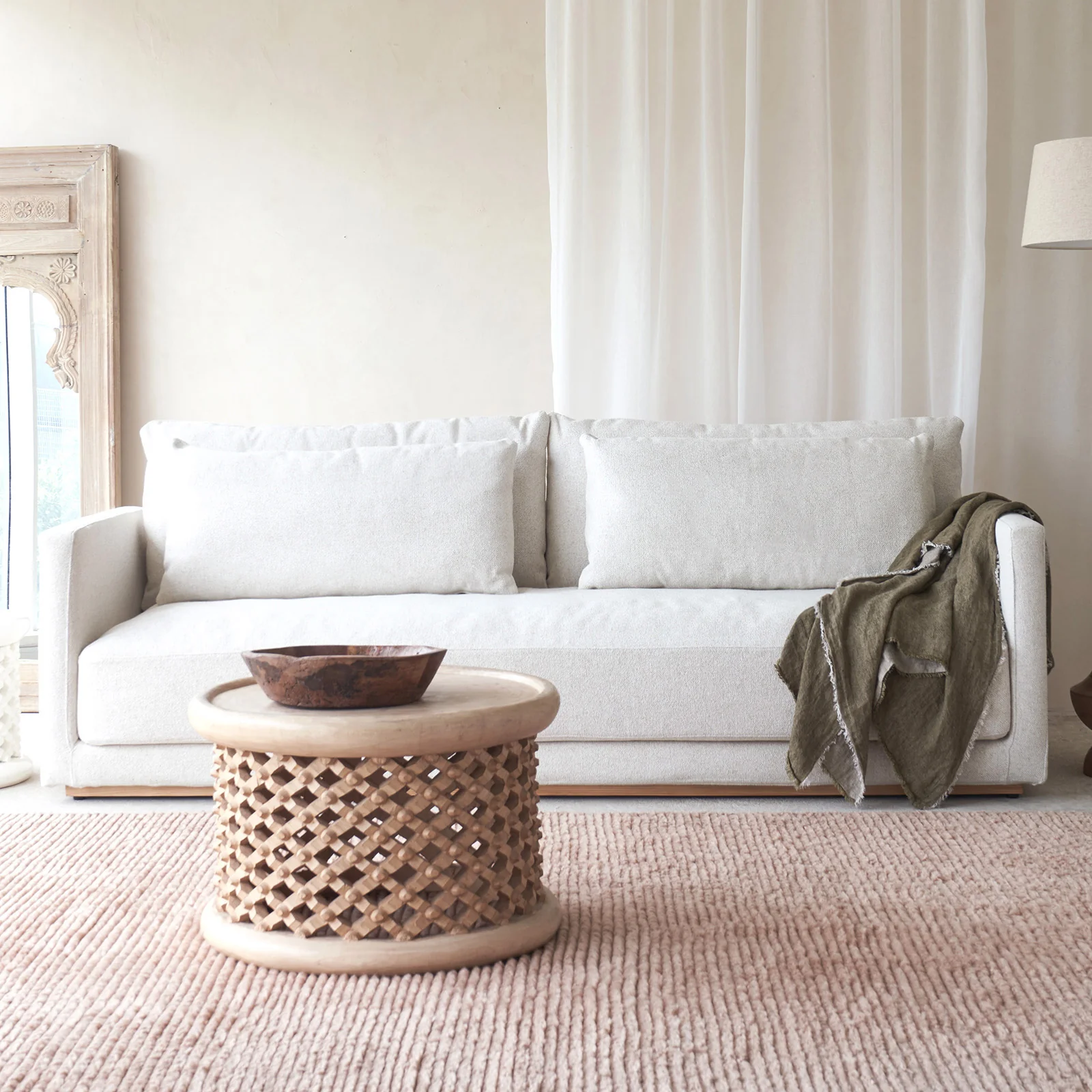 Lightweight Portofino Fabric Sofa Wheat 240cm Authentic