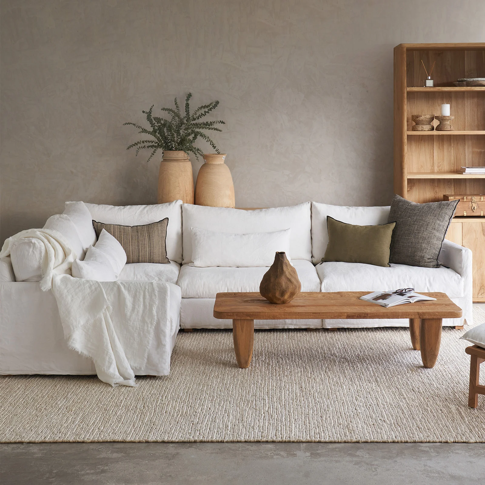 Enhanced Island Modular Corner Fabric Sofa Optic White 320cm Long-Lasting
