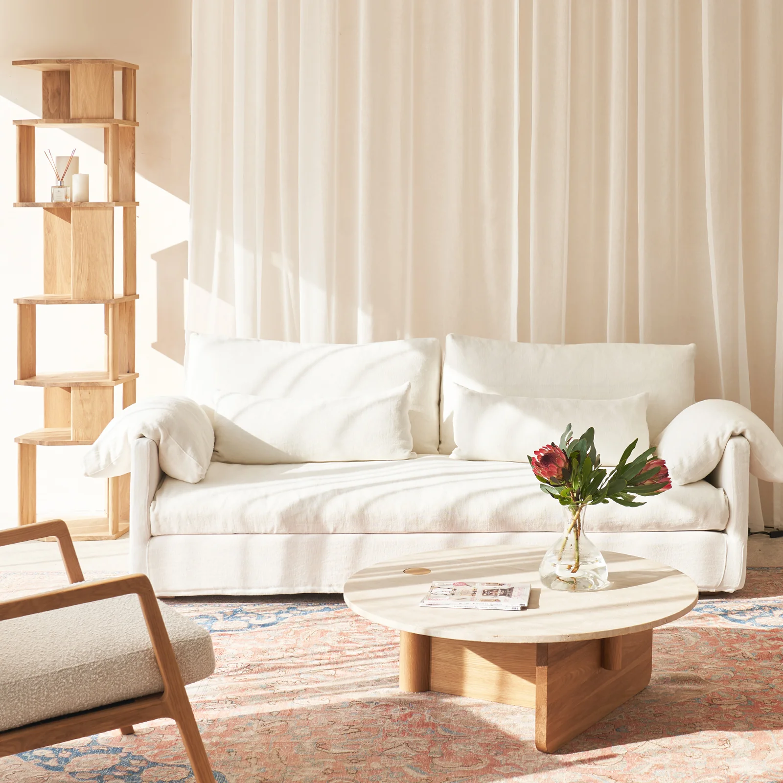 Top-Quality Island Fabric Sofa Ivory Expertly Made