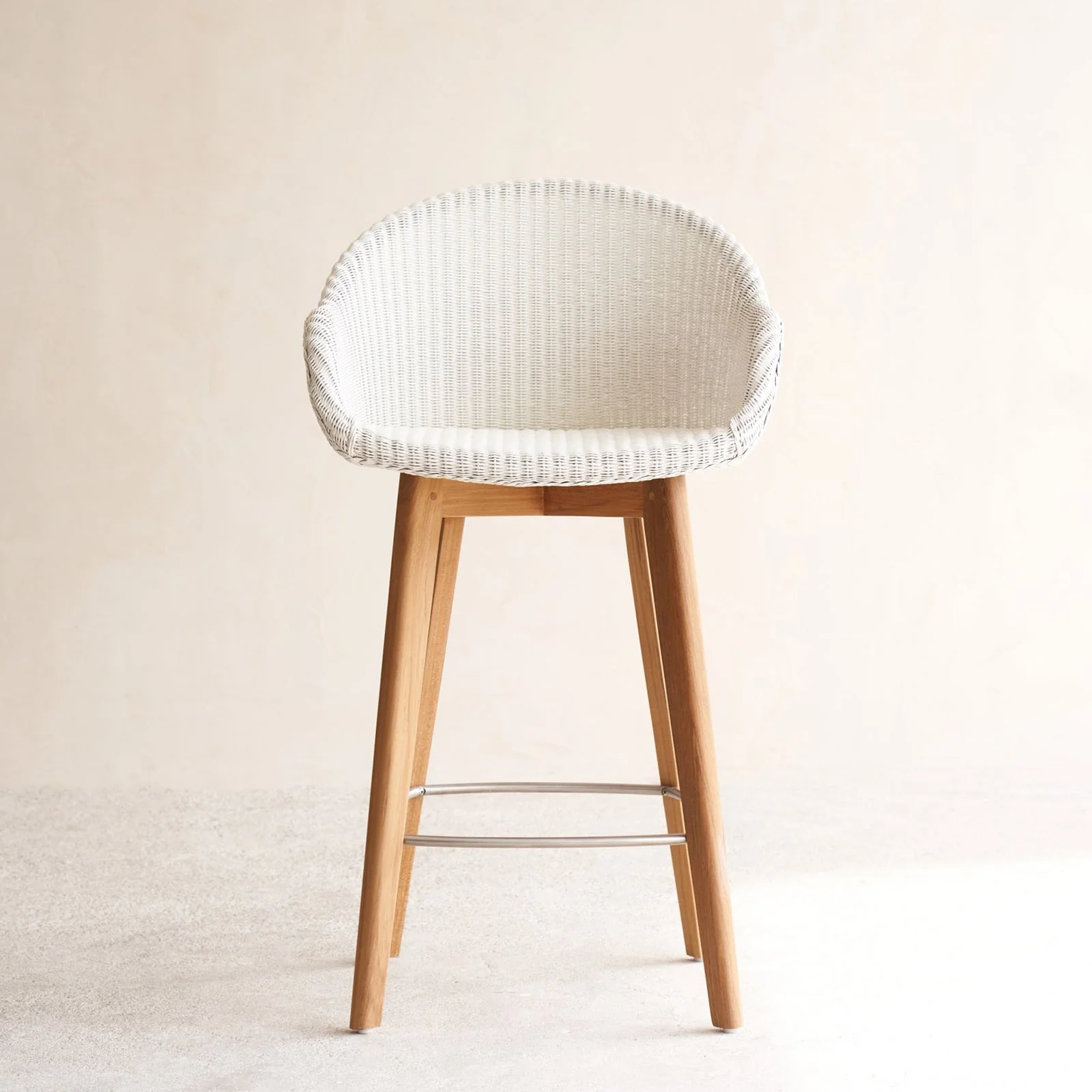 Optimized Avril Counter Stool Teak Frame - Pure White Stylish