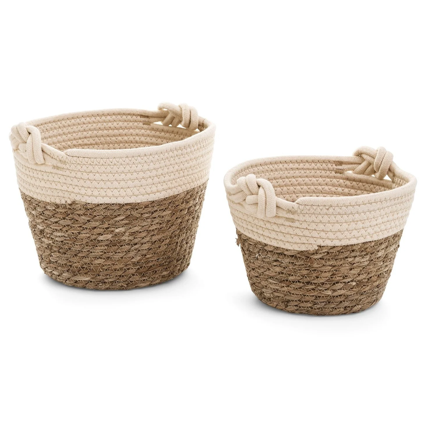 Genuine Bask Cot grs Knotted Handles Cr-nat - Set Of 2 Innovative