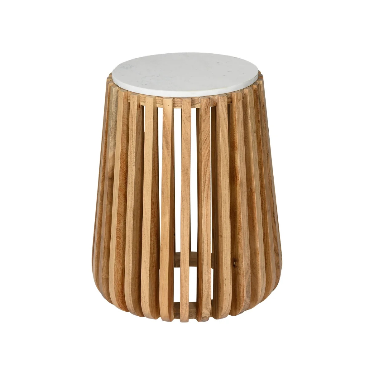 Superior Alder Round Marble End Table Natural Lightweight