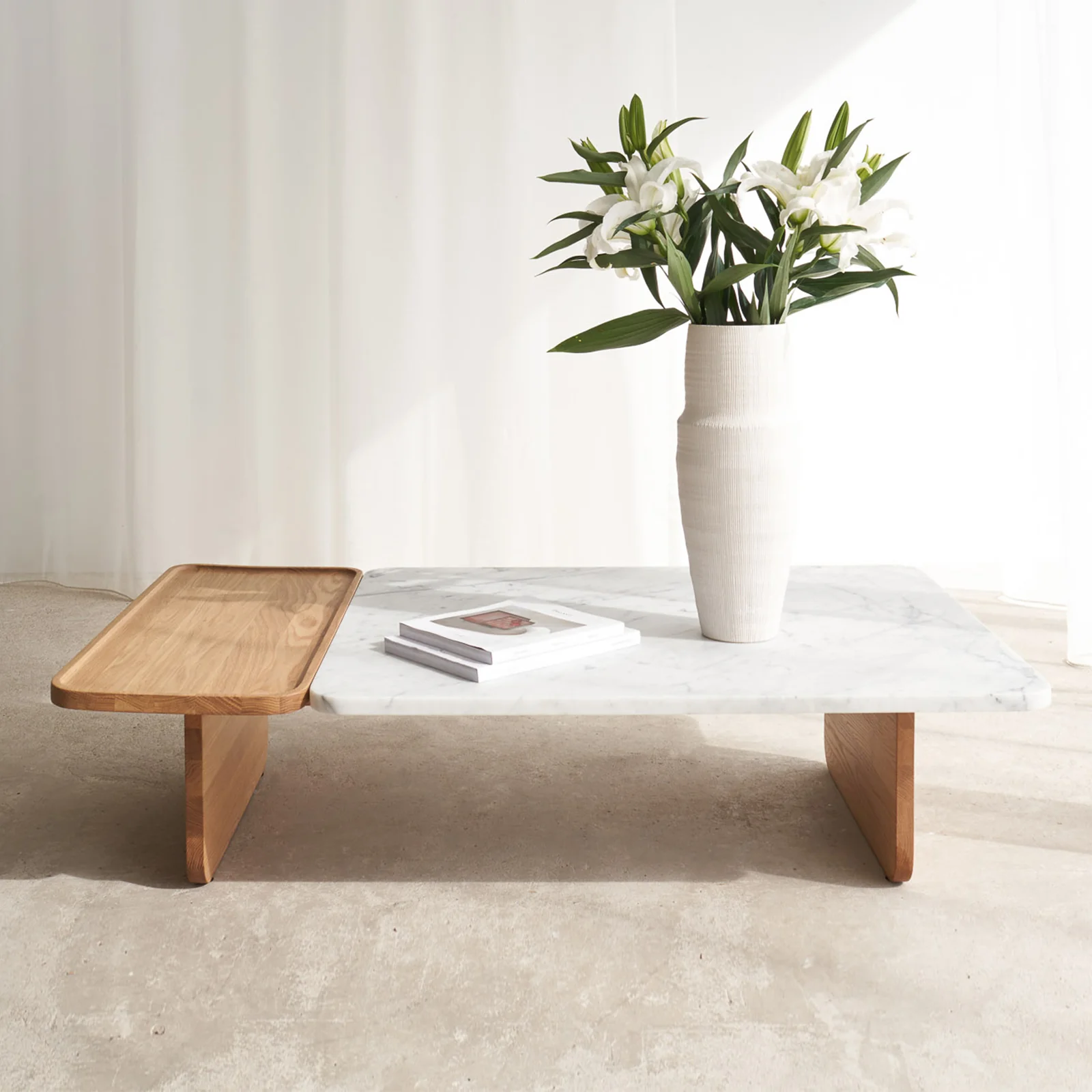 Specialty Duo Coffee Table Marble Oak Crafted