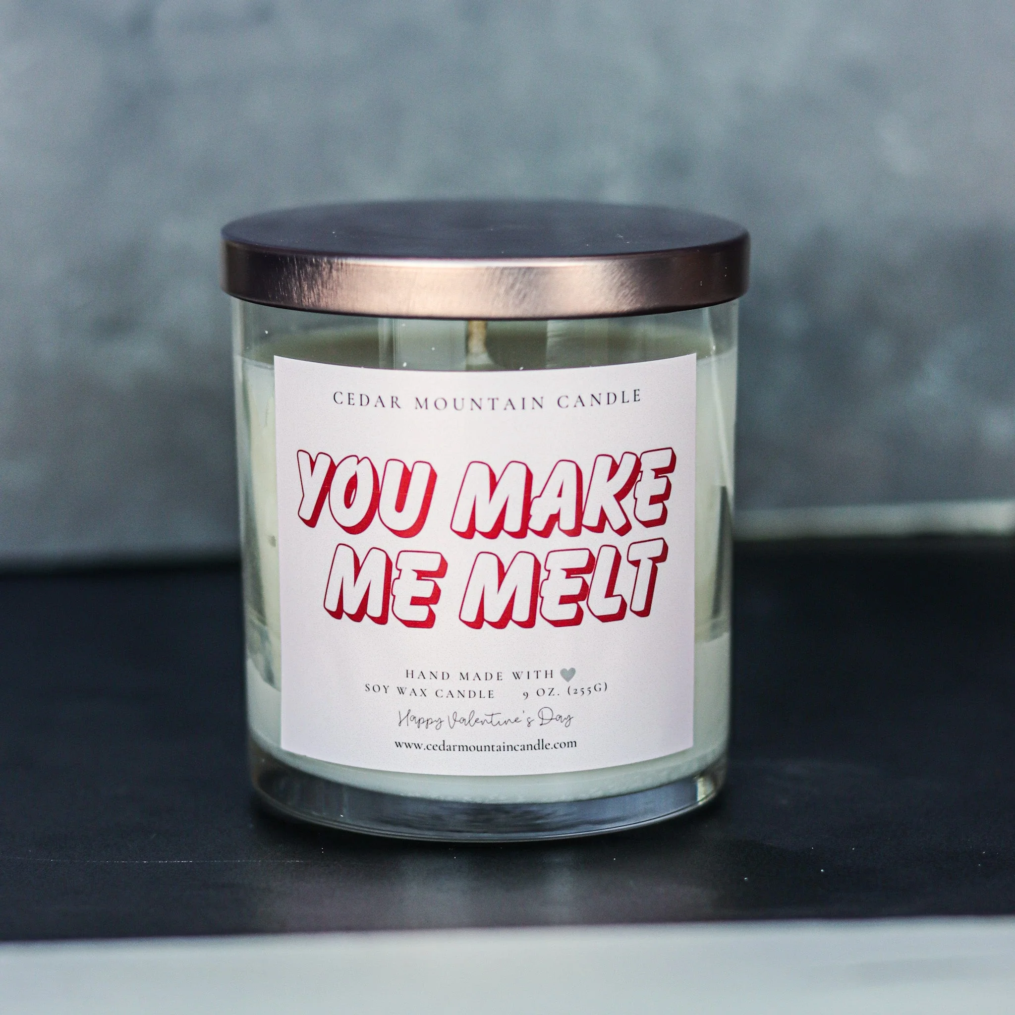 Selected You Make Me Melt - Valentine's Day Soy Candle - 9 oz Whiskey Glass Jar - Choose Your Scent Flexible