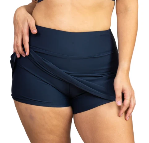 Expertly Made Missy Skirted Swim Bottom - Navy Powerful