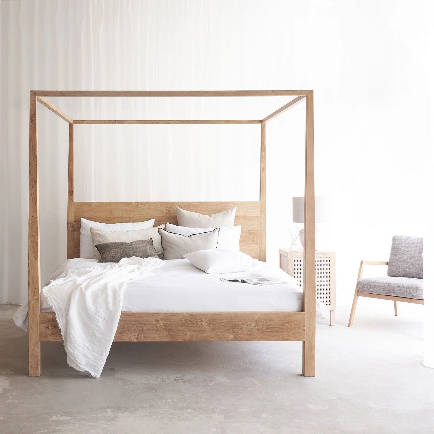 Healthy Four Poster Bed Frame Teak - Natural Next-Generation