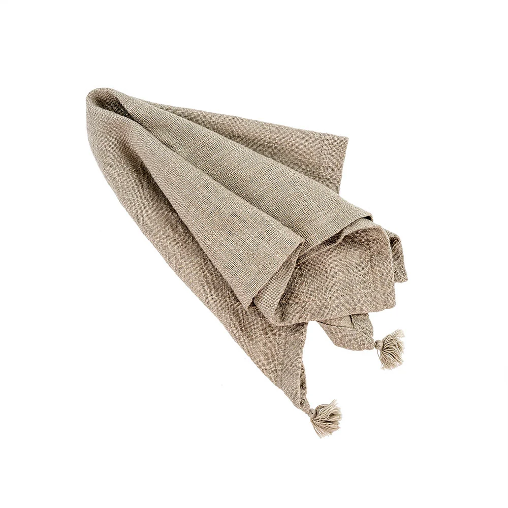 Environmentally Friendly Tassel Napkin Light Grey Set of 6 Clean