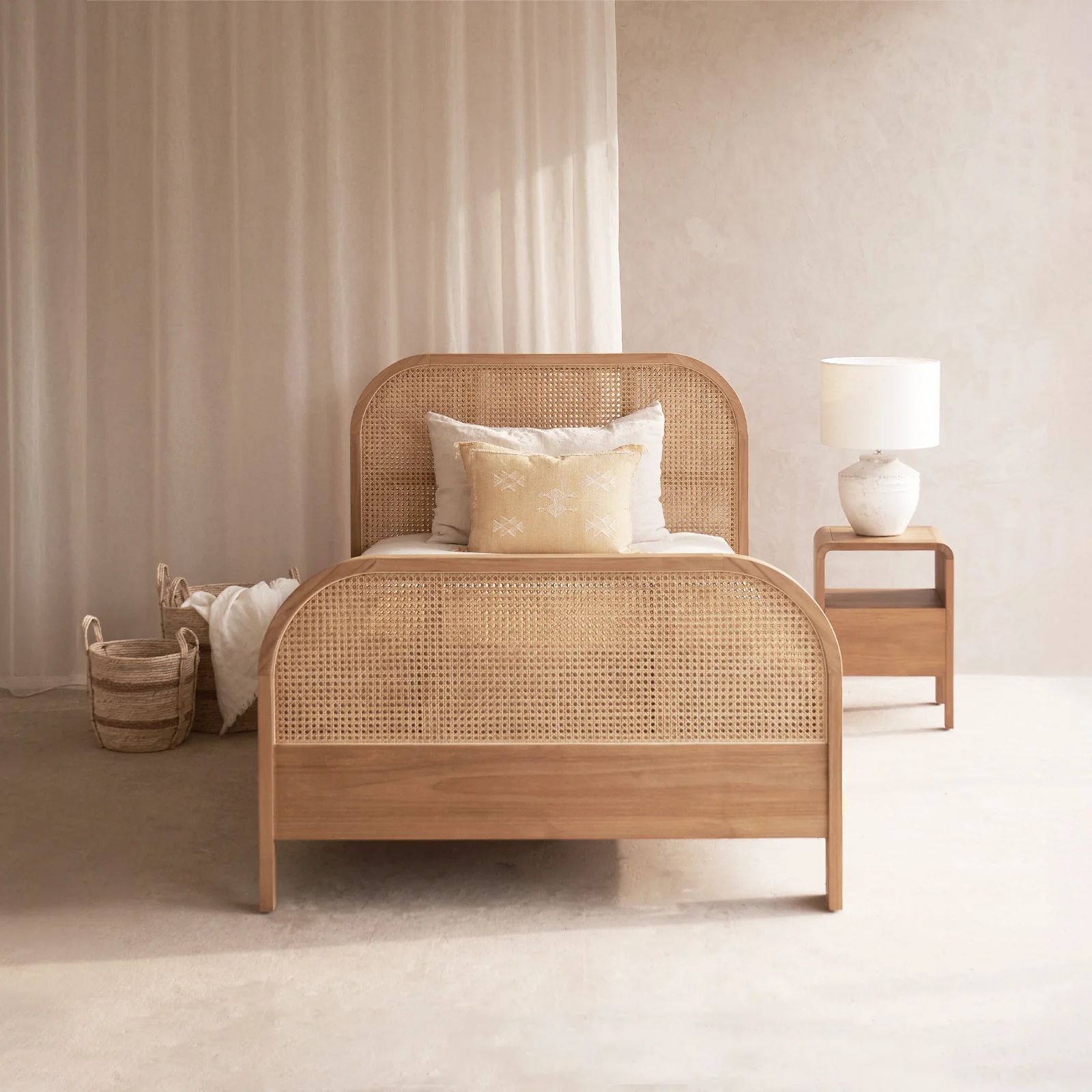 Superior Luna Bed Frame Teak - Natural Single Selected