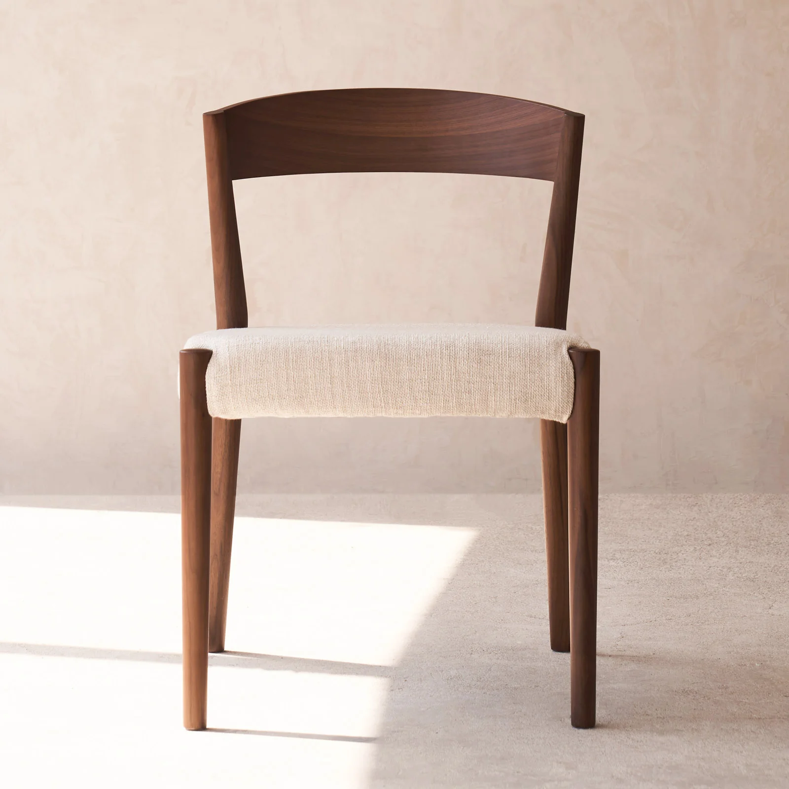 Genuine Ronda Fabric Dining Chair Walnut Frame - Sand Durable