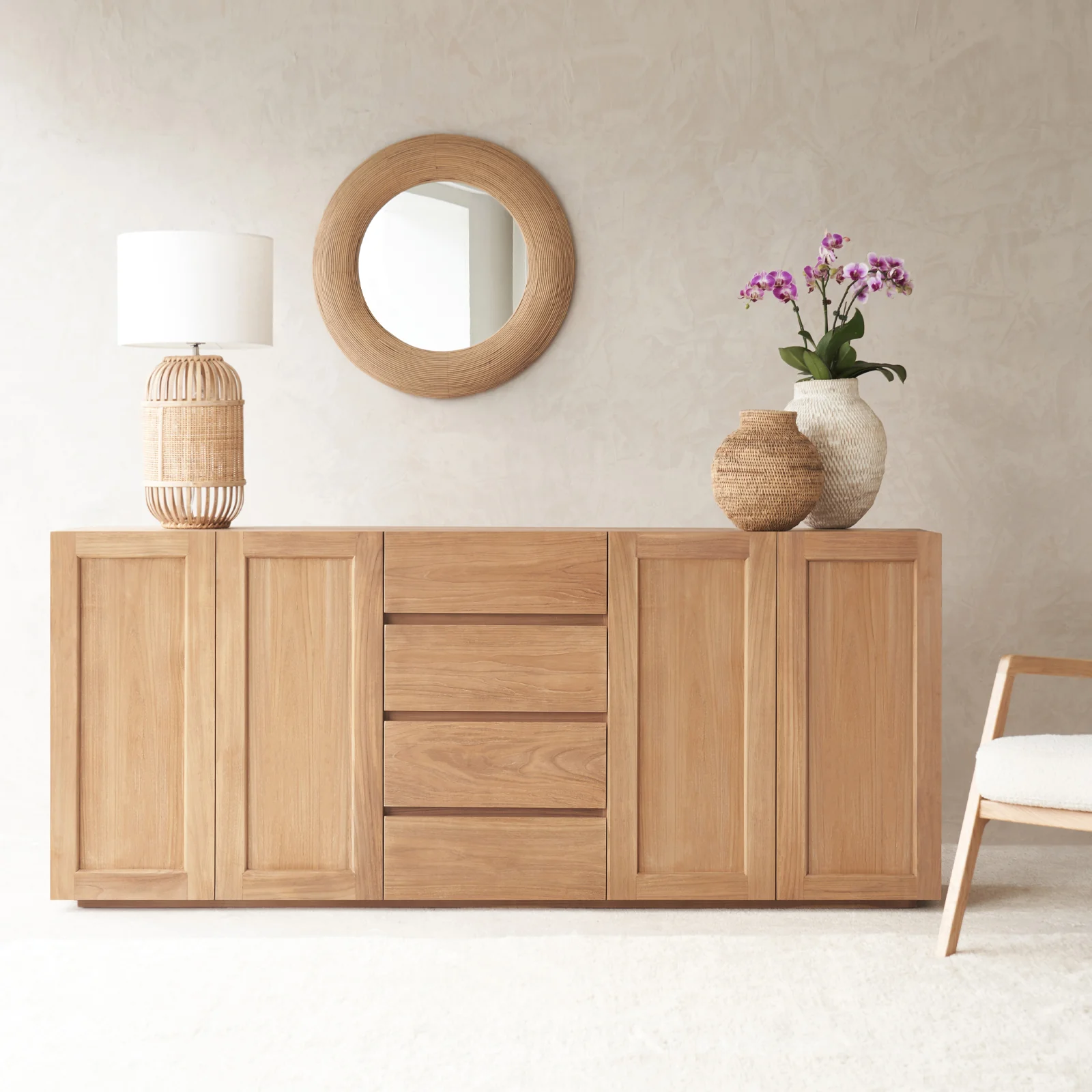 Solid Ledge Sideboard Teak 200cm Green