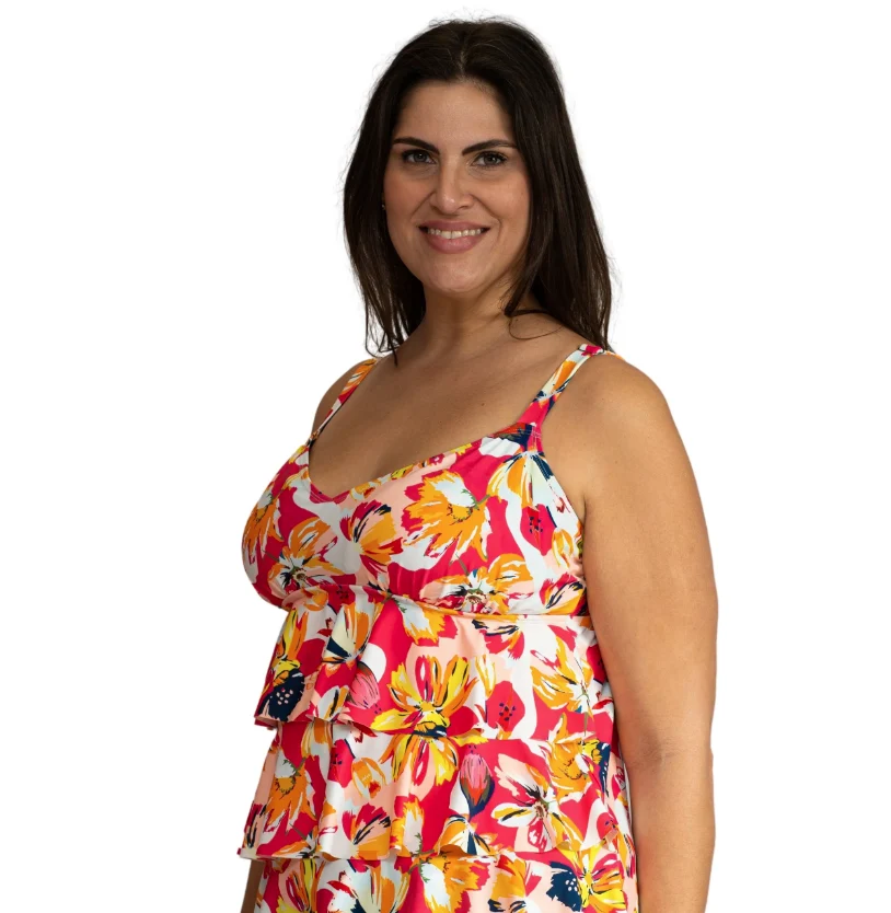 Functional Daydream Missy V-Neck Triple Tier Tankini Swim Top Artisan