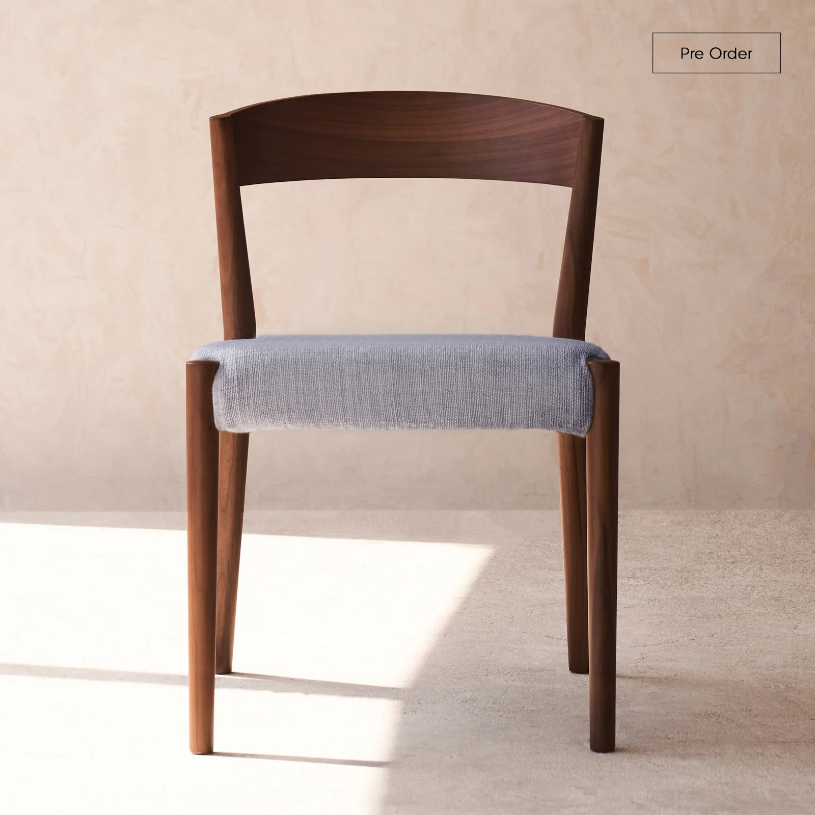 Minimalist Ronda Dining Chair Walnut Frame - Bespoke Fabric Superior