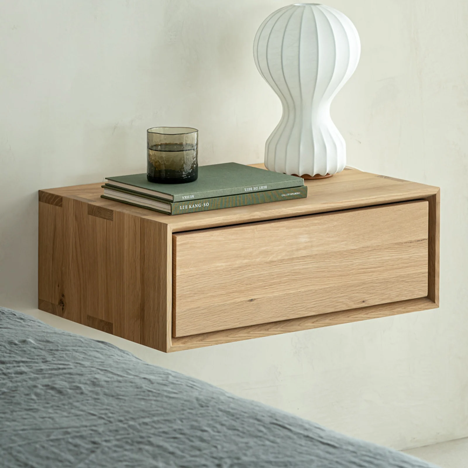 Natural Nordic Hanging Bedside Table Oak Prestigious
