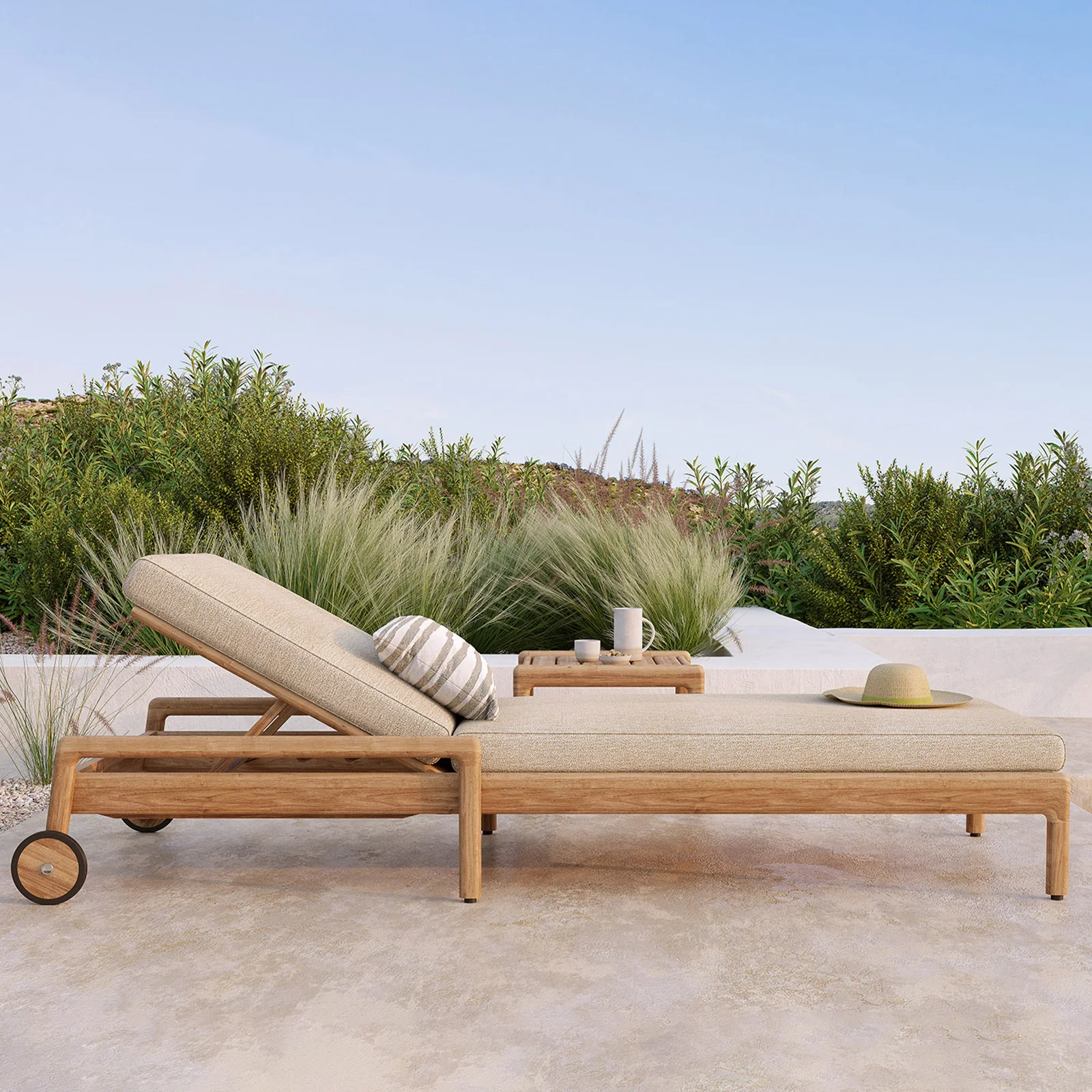 Specialty Outdoor Jack Adjustable Lounger Teak - Natural Fashionable