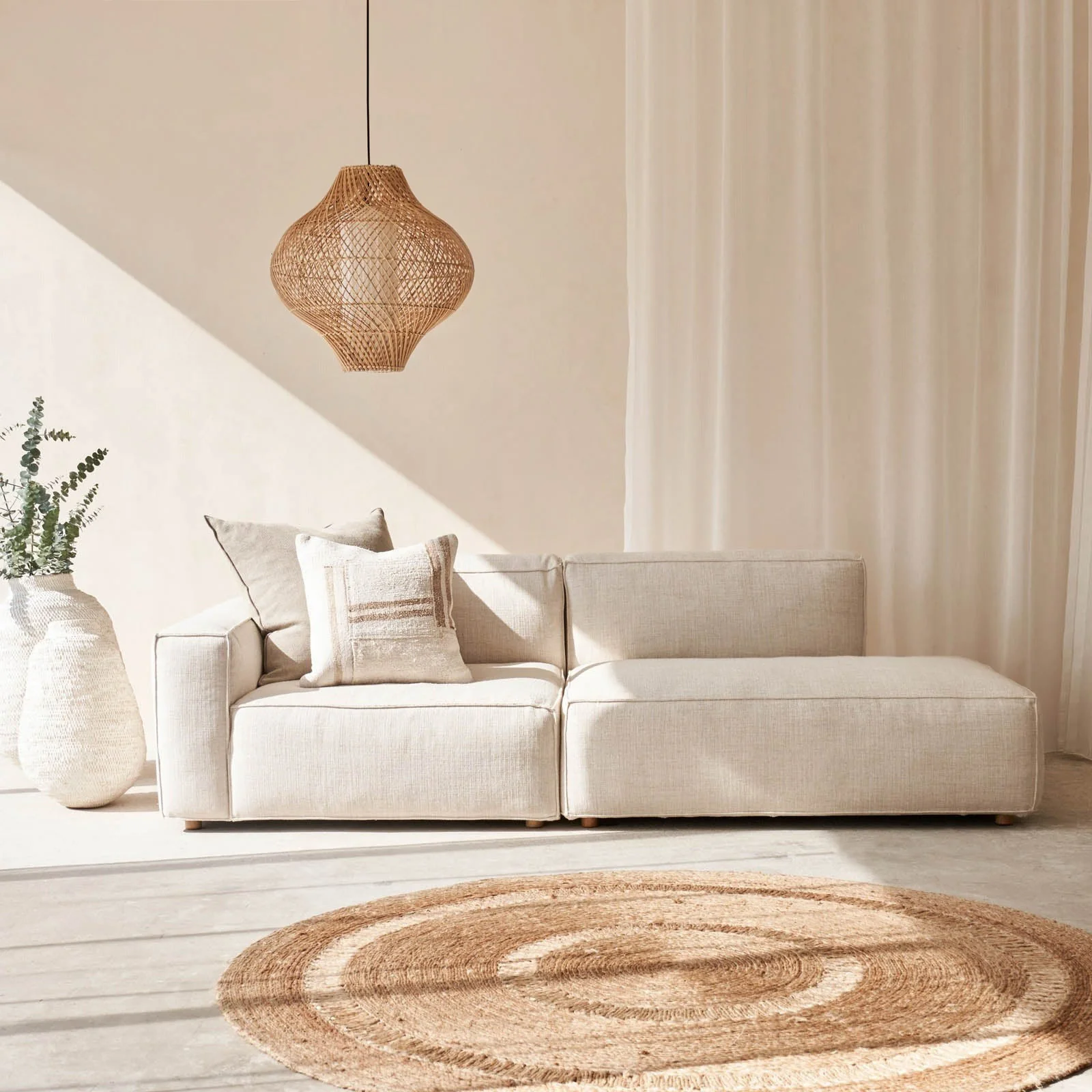 Stylish Baker Modular Fabric Sofa Sand 238cm Eco-Friendly