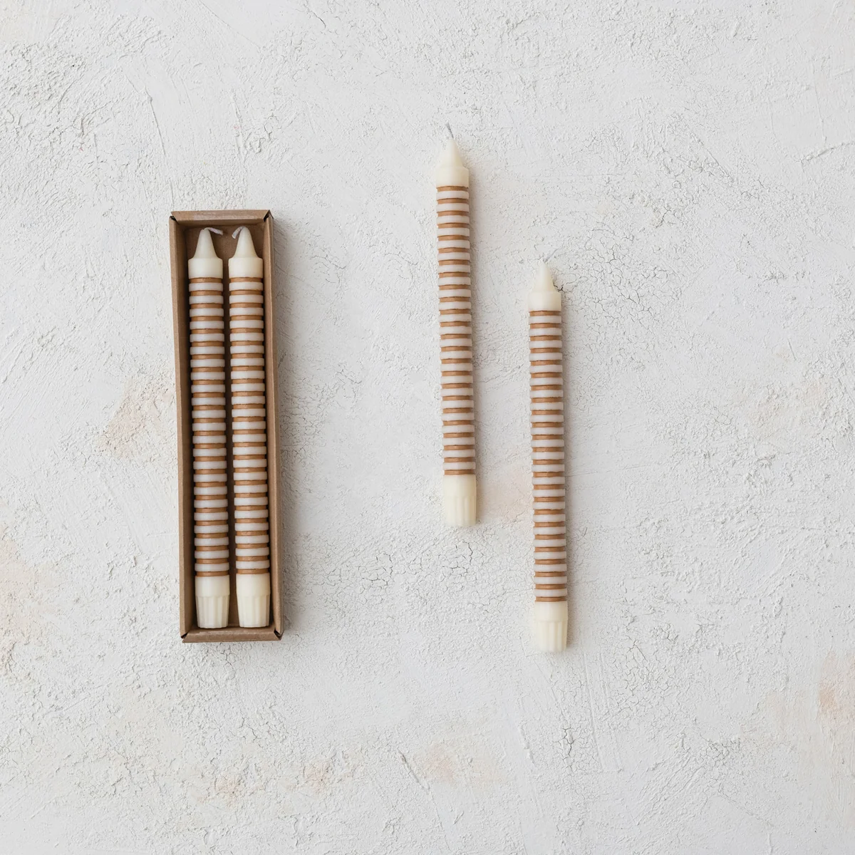 Trusted Unscented Striped Taper Candles in Box Responsible