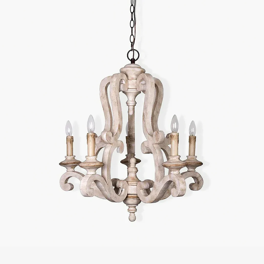 Elite White Wood Candle Chandelier World-Class