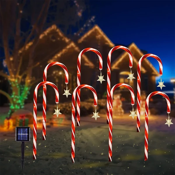 Fine Crafted Solar Candy Cane Lights Pure
