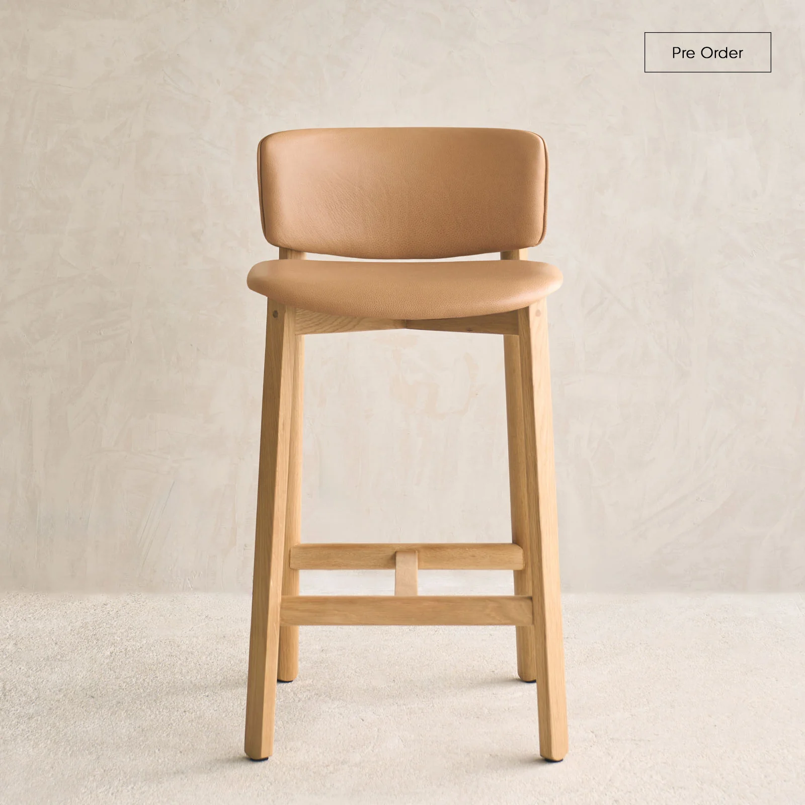 Outstanding Pinta Counter Stool Oak Frame - Bespoke Leather Premium Material
