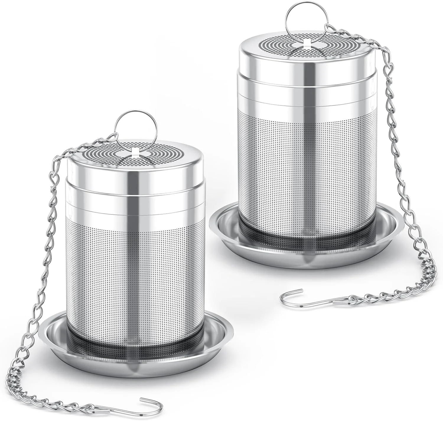 Contemporary House Again 2 Pack Tea Infusers Extra Fine Mesh Tea Strainers for Loose Tea Updated Slim Threaded Lid 304 Stainless Steel Enhanced