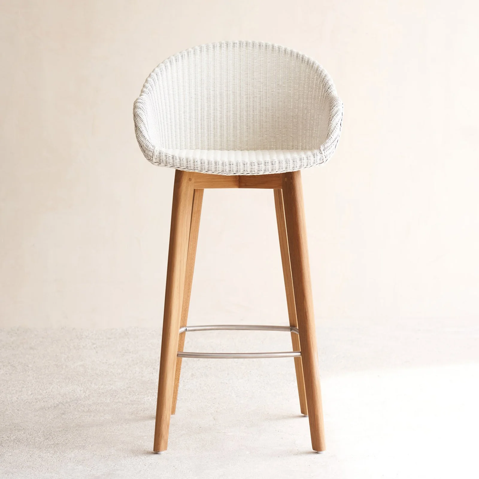 Superior Avril Bar Stool Teak Frame - Pure White Durable