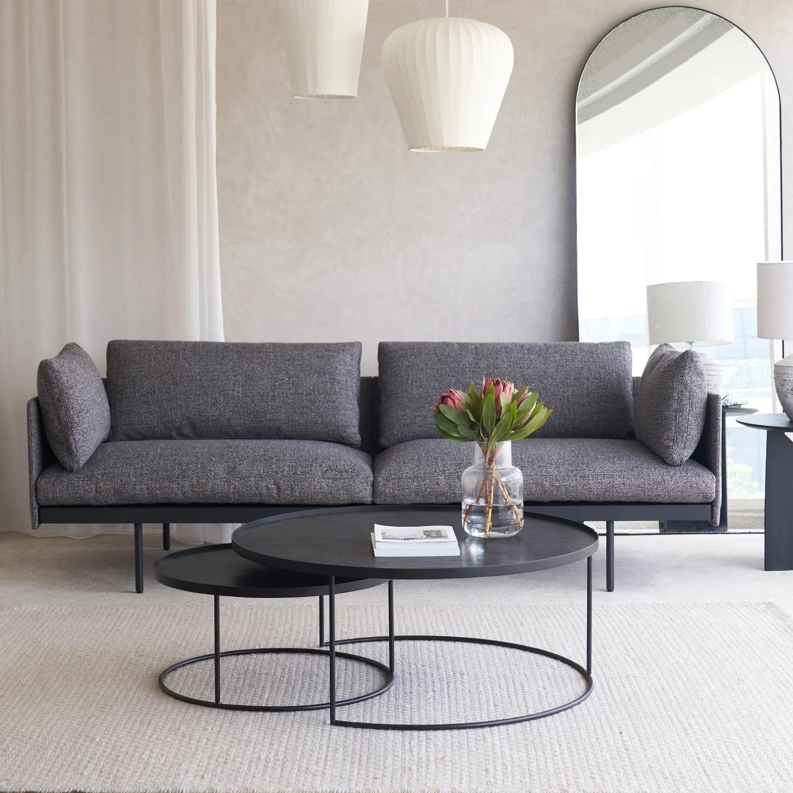 Stylish Bureau Fabric Sofa 2.5 Seater 222cm - Cinder Proven