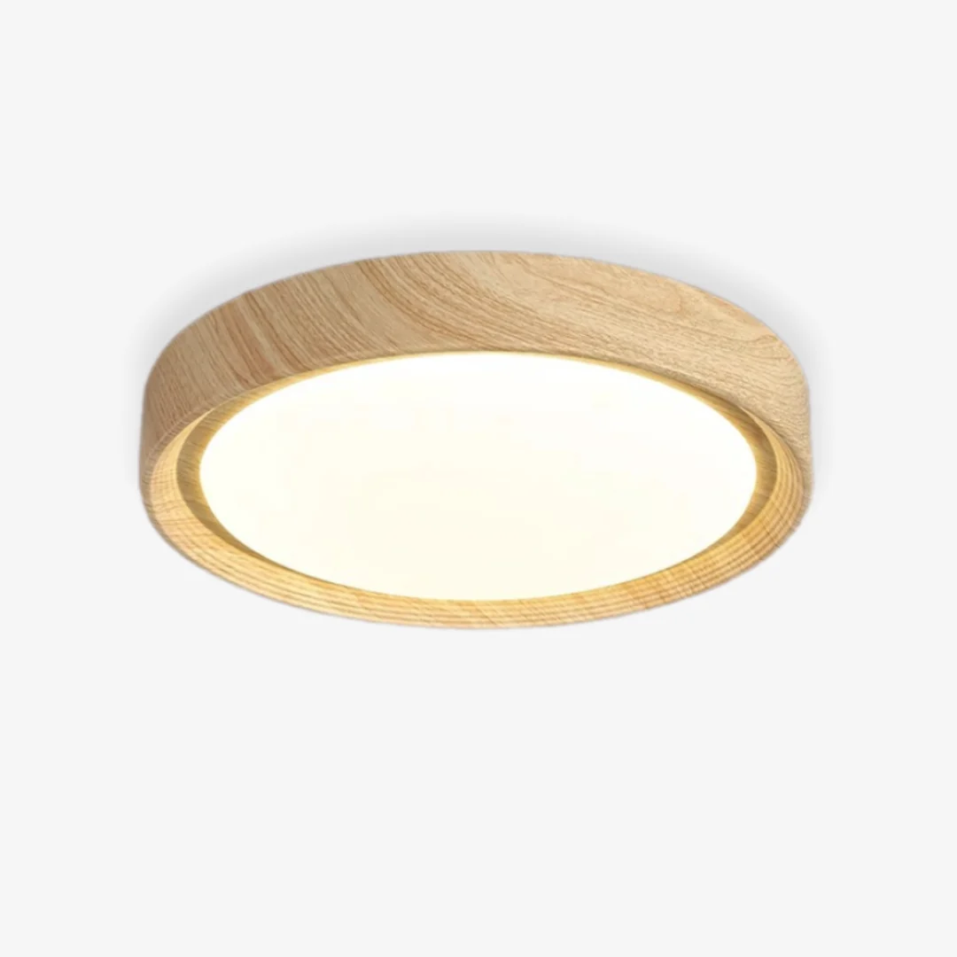 Professional Wooden Imitation Disc Ceiling Light Minimalist