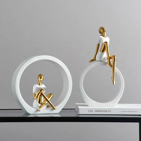 Premium Material Modern Resin Reading Girl Sculpture User-Friendly
