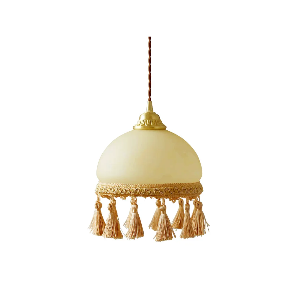 Optimized French Tassels Brass Pendant Light Prestigious