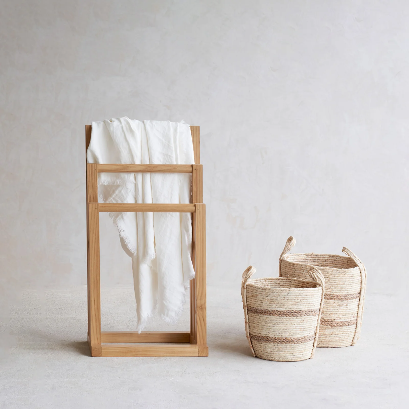 Functional Caybria Towel Rack Old Teak - Natural 90cm Clean
