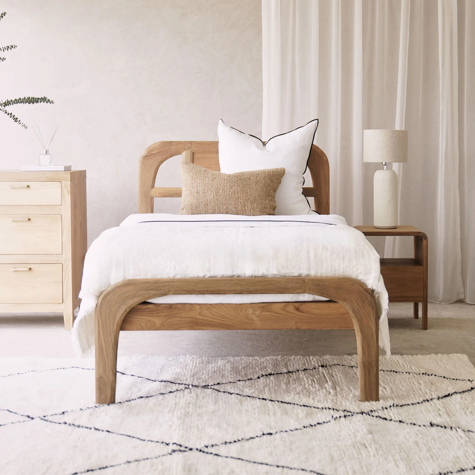 Original Design Plough Bed Frame Teak - Natural Single Superior