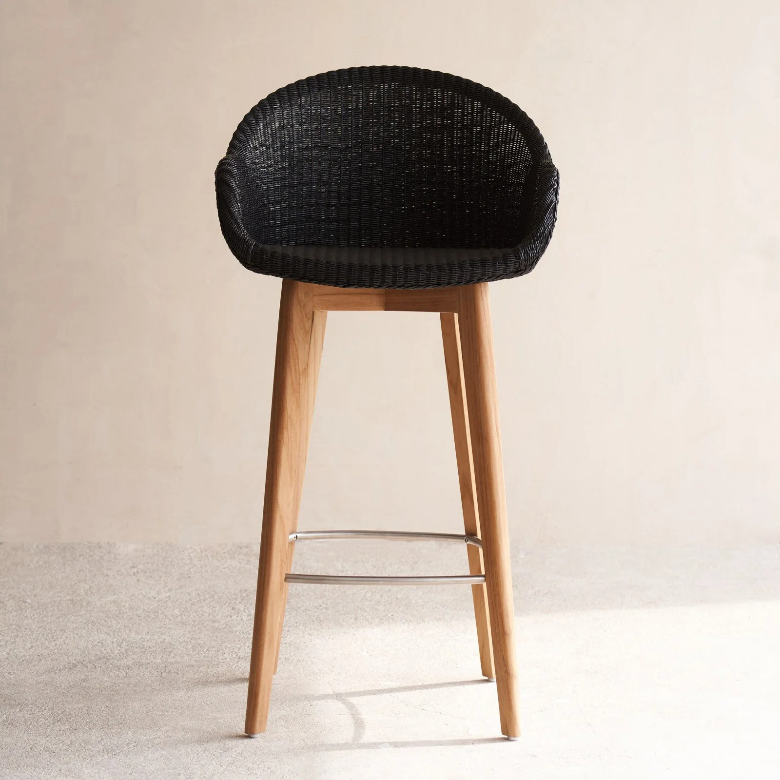 Expertly Made Avril Bar Stool Teak Frame - Black Dependable