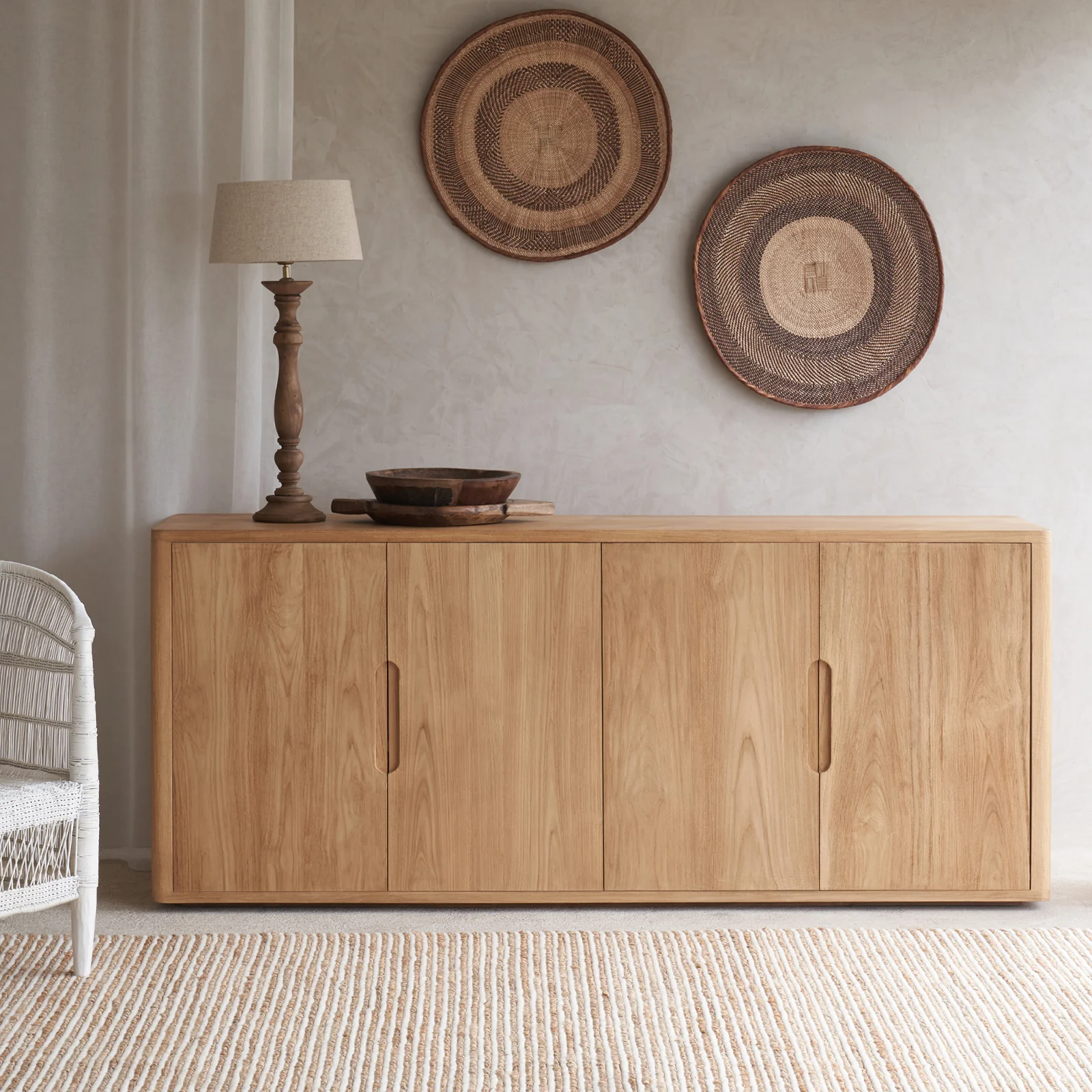 Exclusive Bromo Sideboard 4 Doors - Old Teak Natural 200cm Green