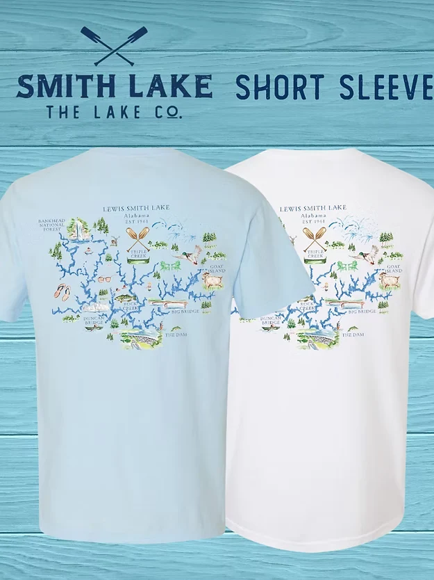 Safe Smith Lake Watercolor Map Tee - Short Sleeve Long-Lasting