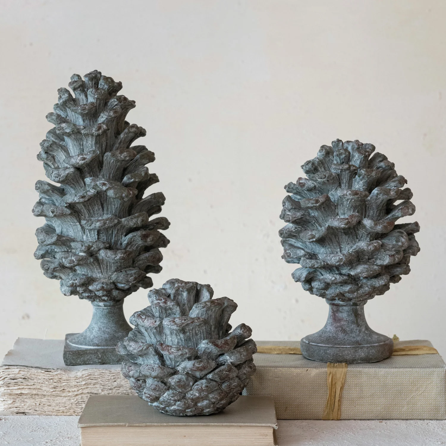 Casual Pinecone Finial Resin Verdigris Finish Optimized