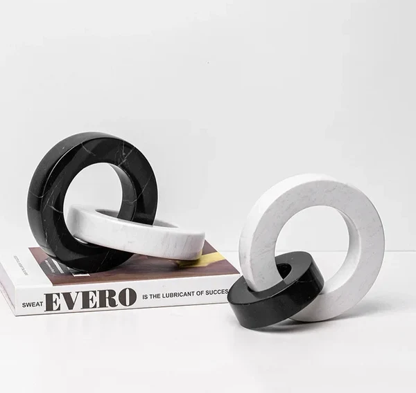 Quality Modern Ceramic Interlocking Ring Sculpture Original