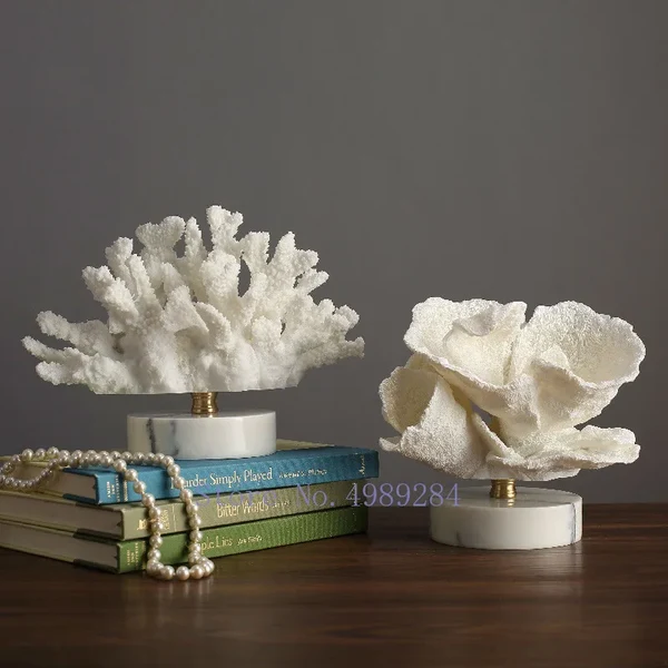 Exclusive Artificial Coral Sculpture with Marble Base Recyclable