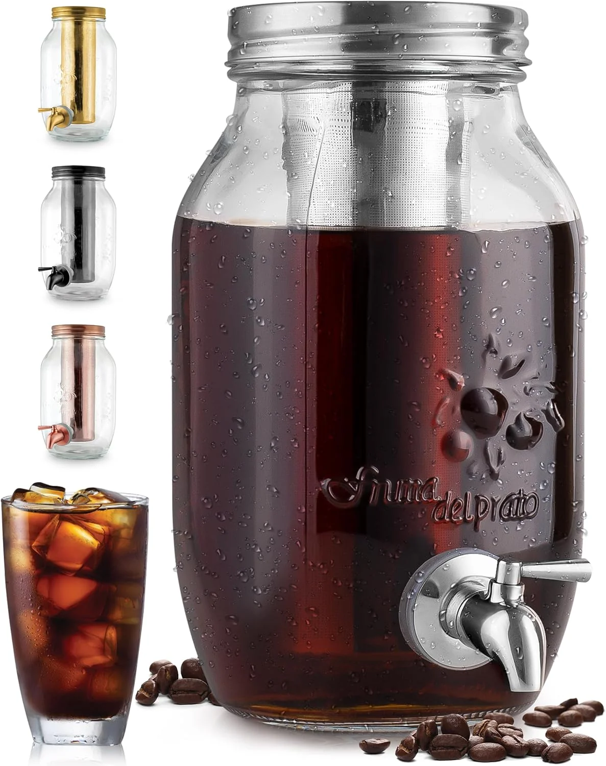 Organic Zulay Kitchen 1.5 Liter Cold Brew Coffee Maker with EXTRA-THICK Glass Carafe Stainless Steel Mesh Filter - Premium Iced Coffee Maker Elegant