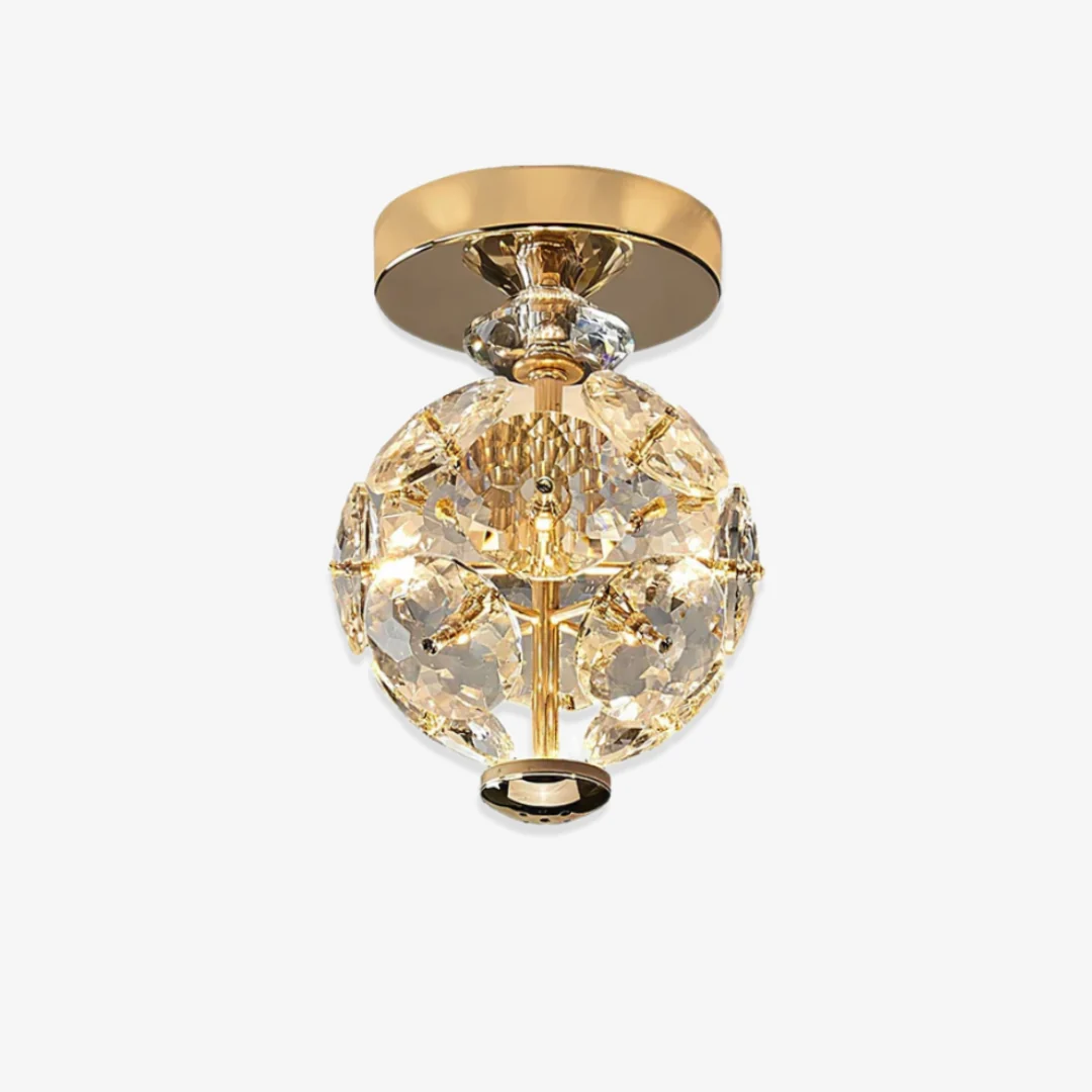 Minimalist Spherical Crystal Ceiling Light Breathable